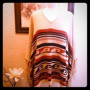 South Western Style Sweater Poncho